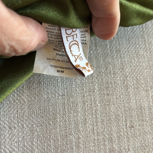 Becca By Rebecca Virtue Women's Standard Color Sheen One Piece Swimsuit, Agave M - Picture 8 of 9